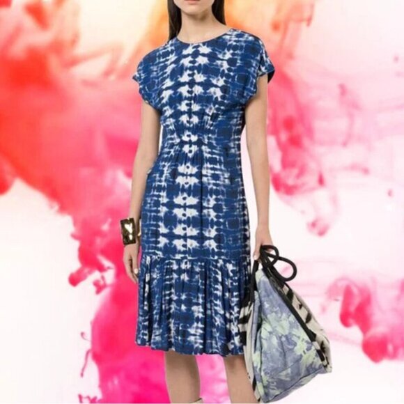 PROENZA SCHOULER Black Label Short Sleeve Tie Dye Dress Size 6 - Picture 4 of 11